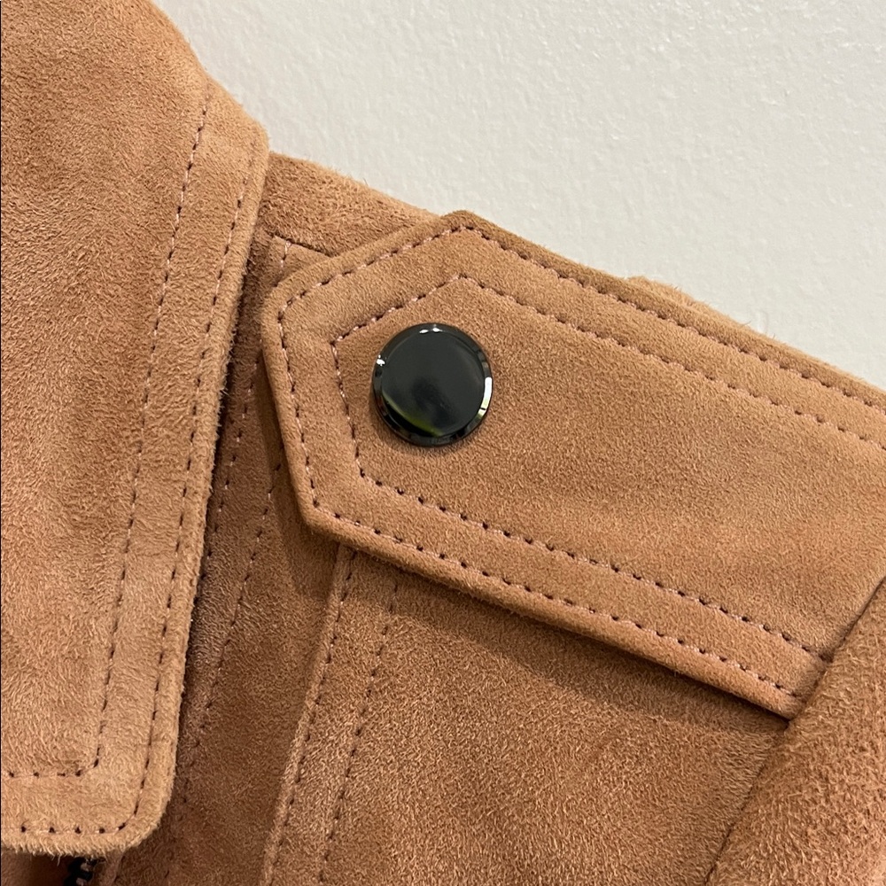 Genuine Leather White House Black Market Camel Suede Moto Jacket, Size XS - Picture 5 of 16